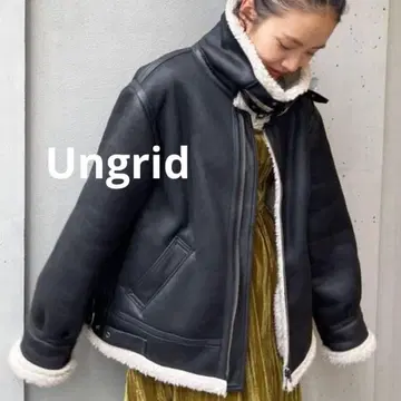 Ungrid 언그리드 페이크 무스탕 보아 블루종 가죽 재킷 블랙