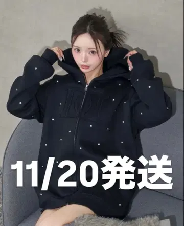 DD 로고 비쥬 지퍼 후드티 BLK Darich