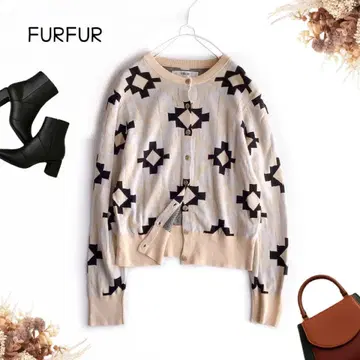 @ [ F ] FURFUR 아메리칸 퀼트 패턴 긴팔 가디건