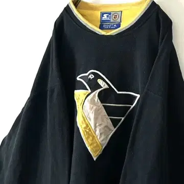 NHL 스타터 펭귄스 로고 자수 맨투맨 XL 블랙 구제 의류