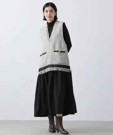 새상품 이번 시즌 렐비에 그레디 브릴리언트 트위드 도킹 원피스 블랙