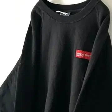 러셀 FIRE&RESCUE 자수 맨투맨 L 블랙 구제 의류