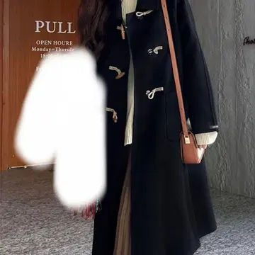 블랙 더플 코트 울 혼방