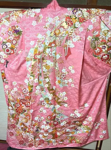 핑크 송죽매 타네노시 후리소데 기장 161