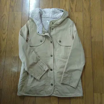 베이지 보아 안감 후드 부착 자켓 골든베어