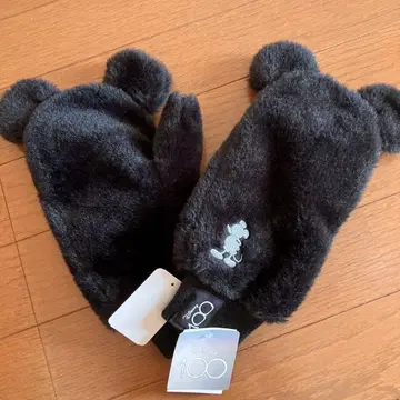 택 포함 새상품 디즈니 100주년 퍼 미튼 미키 프리 사이즈 블랙