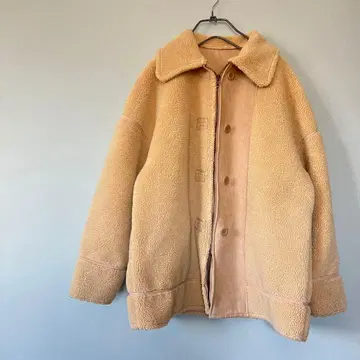 페이크 무스탕 코트 todayful 같은 형태 베이지 빅 실루엣