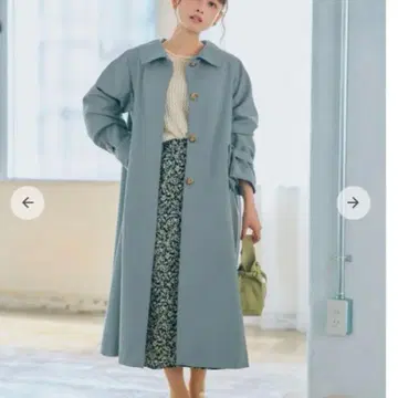 COHINA 백 플레어 스텐카라 코트 short/블루