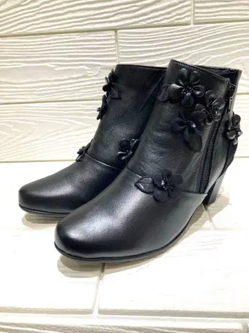 미사용 벨퍼치 천연 가죽 숏부츠 블랙