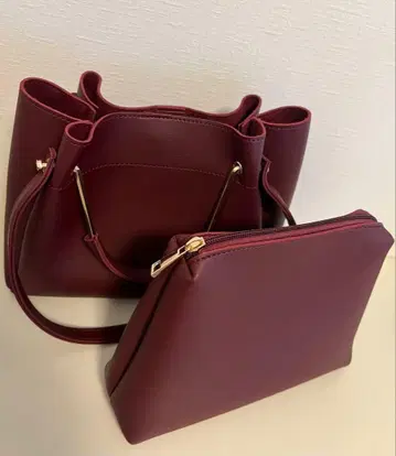 2way 여성용 토트백 파우치 포함 버건디