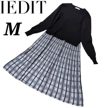 IEDIT 이디트 긴팔 체크 도킹 원피스 롱 기장 M 사이즈