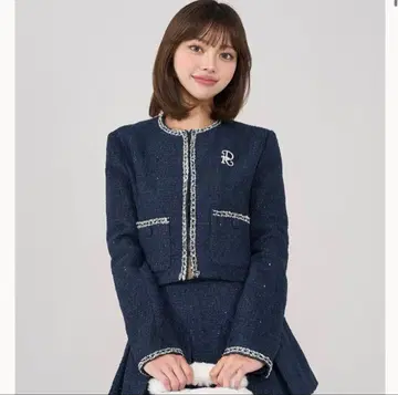 Darich 스팽글 트위드 자켓 스커트 셋업 NVY