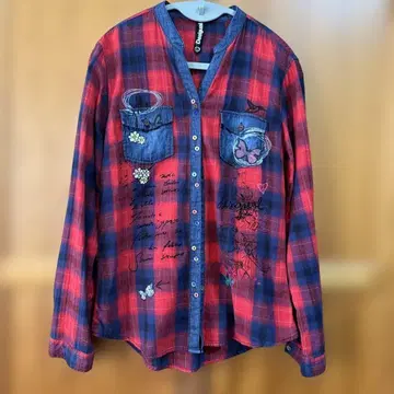 Desigual 긴팔 셔츠 L 사이즈 체크 무늬