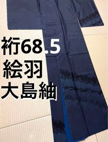 직조 에바 오시마 명주 호몬기 카타스식 남색 무늬 없음 톨 사이즈