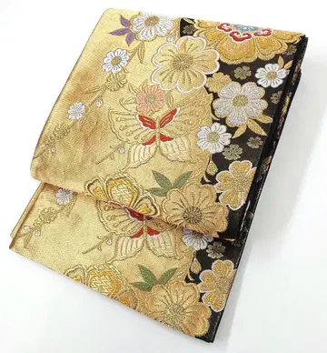 FN12059c 기모노 후리소데 순수 실크 후쿠로 오비 육통 패턴