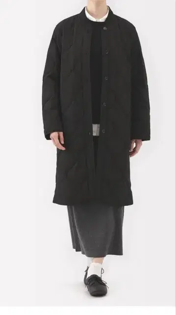 무인양품 포근한 솜 퀼팅 코트 블랙 XL