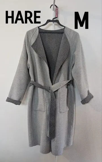 HARE 하레 롱 코트 울 그레이 리버서블 M