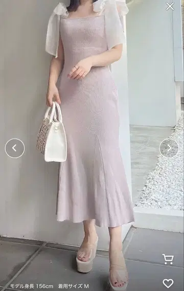 숄더 리본 니트 원피스