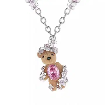 yvmin 꽃 다이아몬드 곰 목걸이