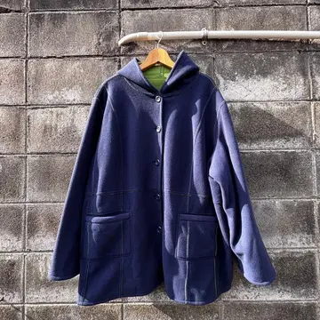 2way 플리스 코트 네이비 그린