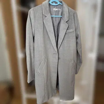 그레이 울 혼방 싱글 버튼 롱 코트