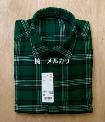 [ 새상품 미사용 ] 유니클로 플란넬 셔츠 체크 그린 XL