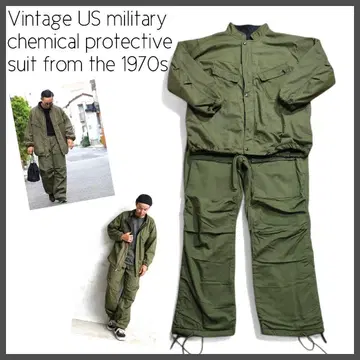미군 실물 70s 케미컬 수트 상하의 세트 L 새상품급