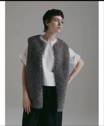 her. 인조 모피 베스트 그레이 미사용 새상품