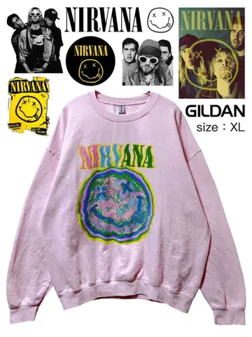 NIRVANA 맨투맨 XL 핑크 USA 구제 의류