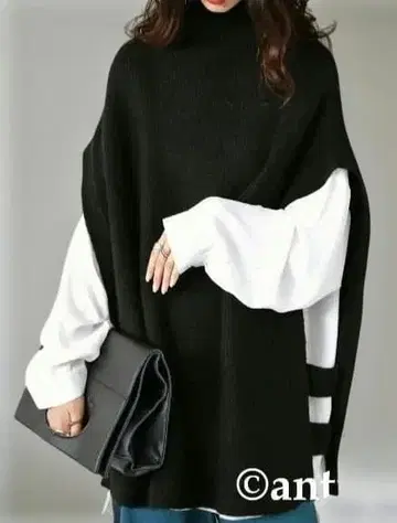 니트 베스트 오버 사이즈 블랙