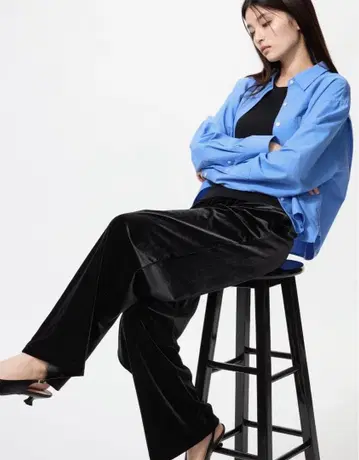 [미사용 새상품] UNIQLO 소프트 벨로아 이지 팬츠 XL 블랙