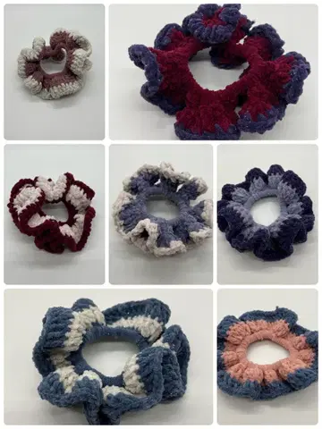 새상품 크로 셰 뜨개질 스크런치 더블 프릴 코튼 니트 7세트 묶음 판매