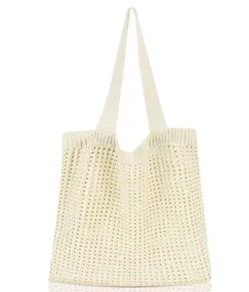 아이보리 메쉬 편직 토트백