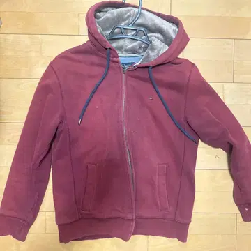 타미힐피거 와인 레드 풀 집업 후드티