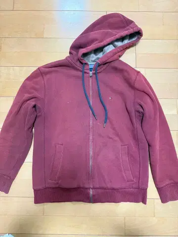 타미힐피거 와인 레드 풀 집업 후드티