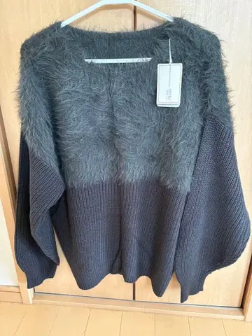 퍼 니트 콤비네이션 스웨터