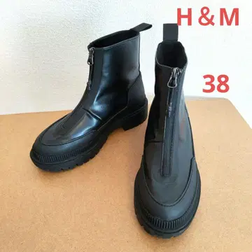 H&M 블랙 통굽 지퍼 부츠 컨디션 최상 38
