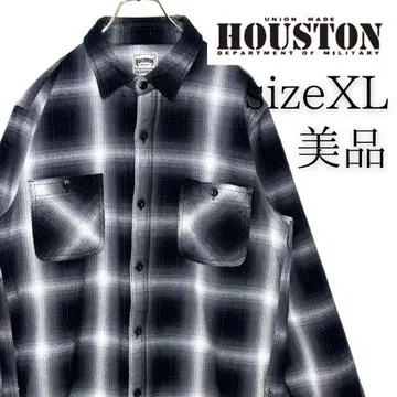 택 포함 컨디션 최상 휴스턴 헤비 플란넬 셔츠 '블랙' XL