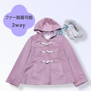 더플 코트 숏코트 2way 집업 퍼 기모 핑크 L