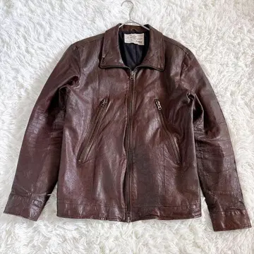 AVIREX 빅 포켓 스탠드 카라 가죽 자켓 XL 사이즈 브라운