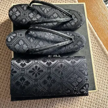 블랙 꽃무늬 조리와 백 세트