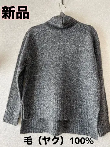 새상품 야크 100% 터틀넥 스웨터 그레이 멜란지
