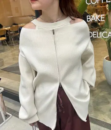 [ 미사용 ] mystic 와이드 넥 zip 가디건