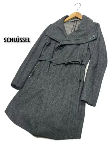 SCHLSSEL (2) 벨트 부착 멜톤 울 슬림 코트/다크 그레이 계열