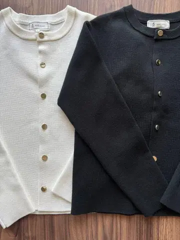 로페피크닉 가디건 화이트 블랙 2색 세트