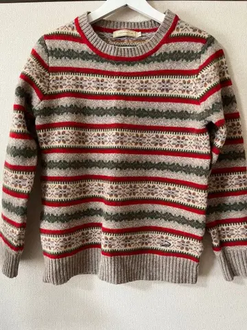 크로커다일 크리스마스 패턴 스웨터 울 100%