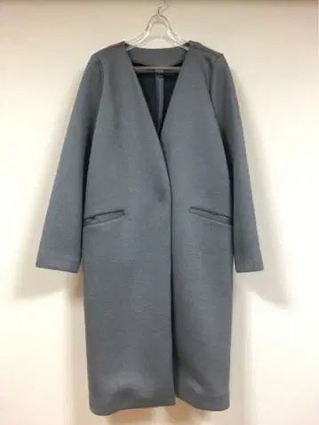 그레이 롱 코트 V넥