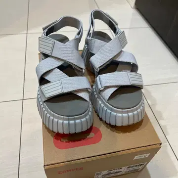 CAMPER 블루 그레이 샌들 통굽