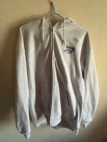 HUF 그레이 풀 집업 후드티 L