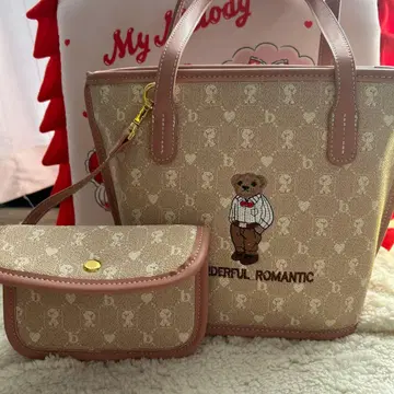 곰 자수 핸드백